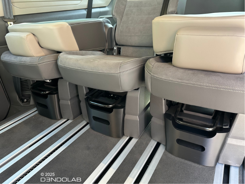 VW T7 rear seat row without drawer — empty space under seats